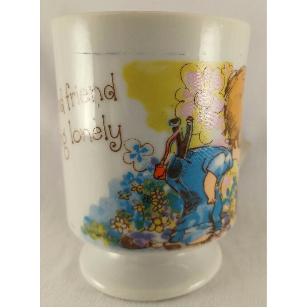 Vintage Gibson Happiness Coffee Tea Cup Little Boy Frog Rabbit Slingshot 70s - Picture 2 of 7